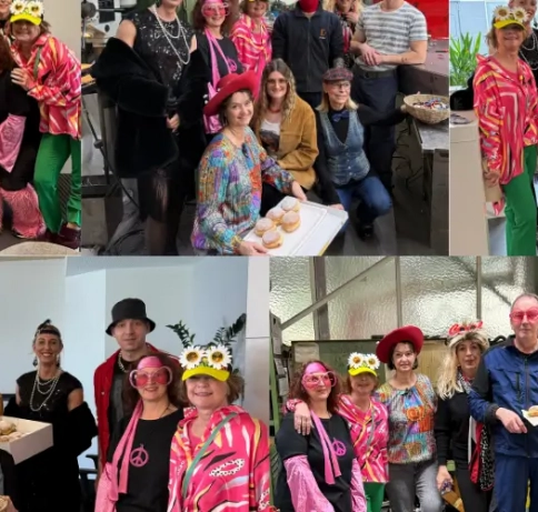 Bildcollage mit verschiedenen Karnevalsgruppenbildern und verkleideten Personen.